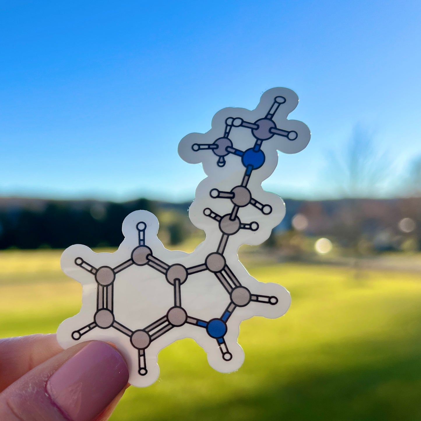 DMT Ball and Stick chemical structure sticker