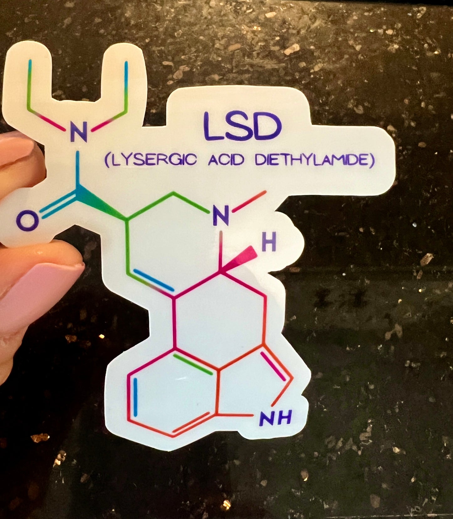 LSD Chemical Structure Sticker (with name)