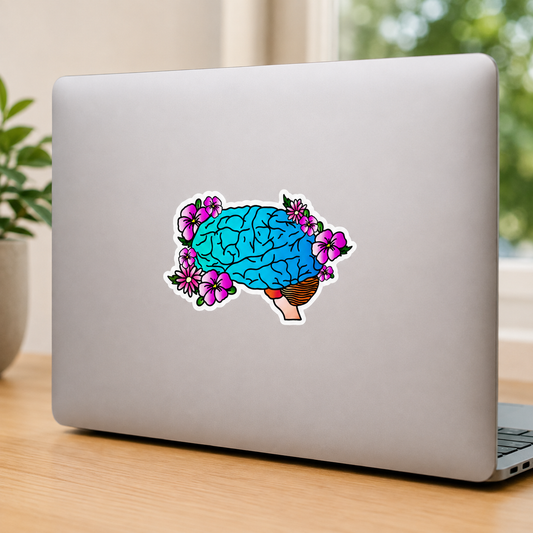 Floral Brain Sticker – Colorful Neuroscience Sticker
