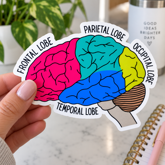 Lobes of the Brain Sticker – Labeled Brain Anatomy