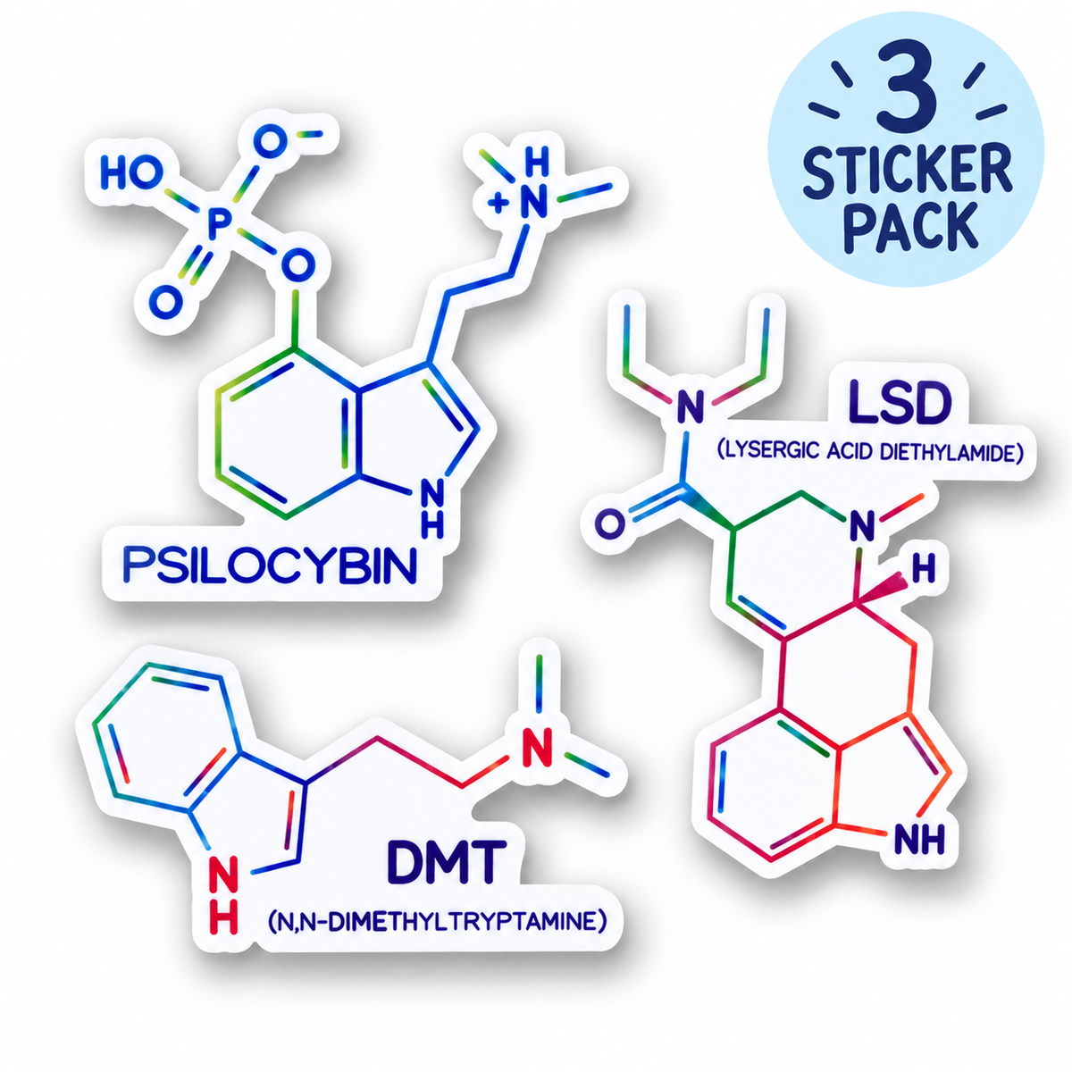 Psychedelic Chemical Structure Sticker Pack