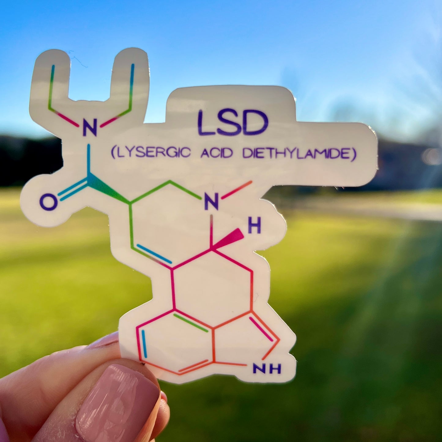 LSD Chemical Structure Sticker (with name)