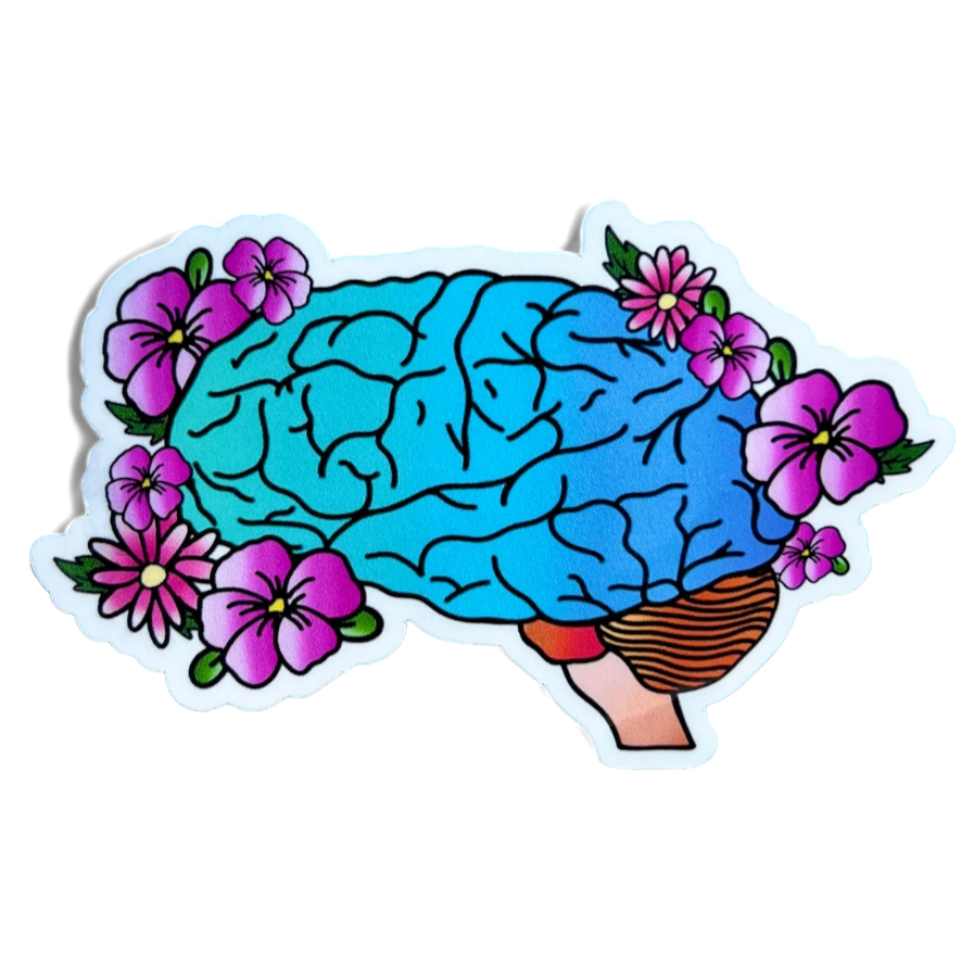 Floral brain sticker