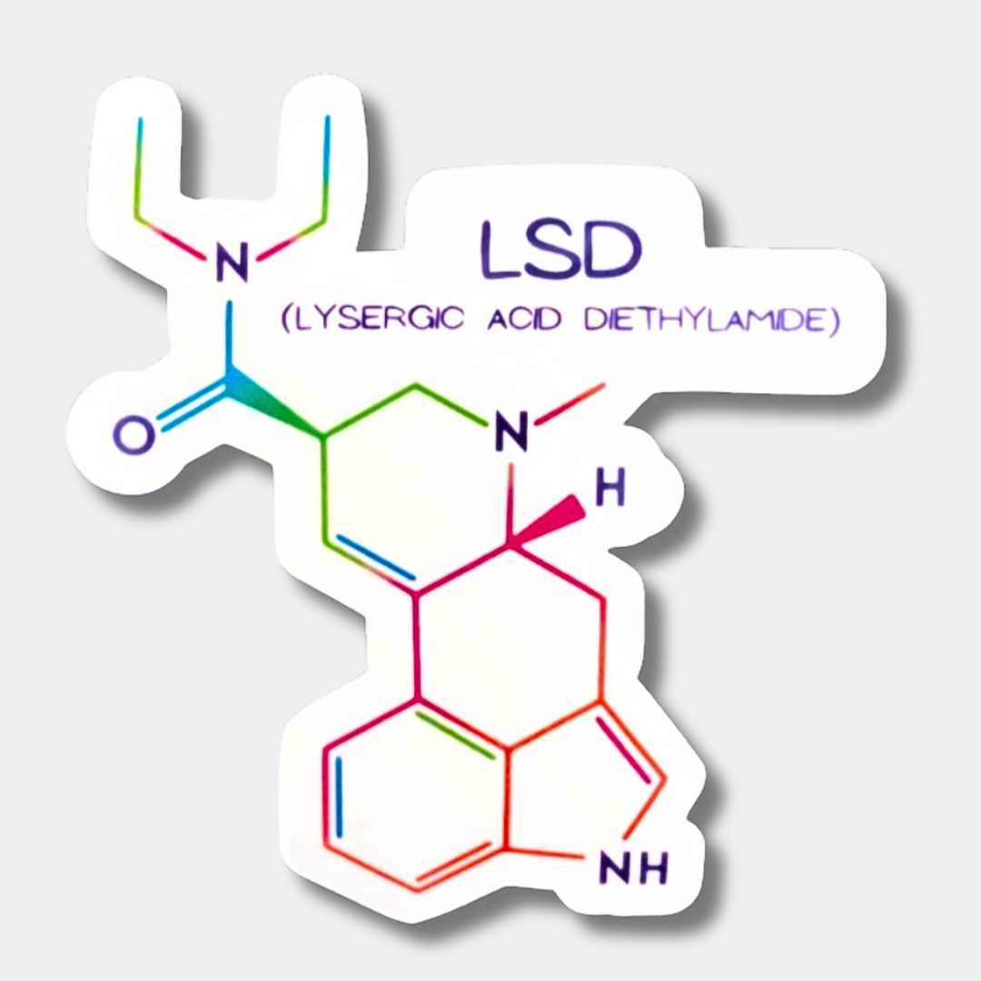 LSD Chemical Structure Sticker (with name)