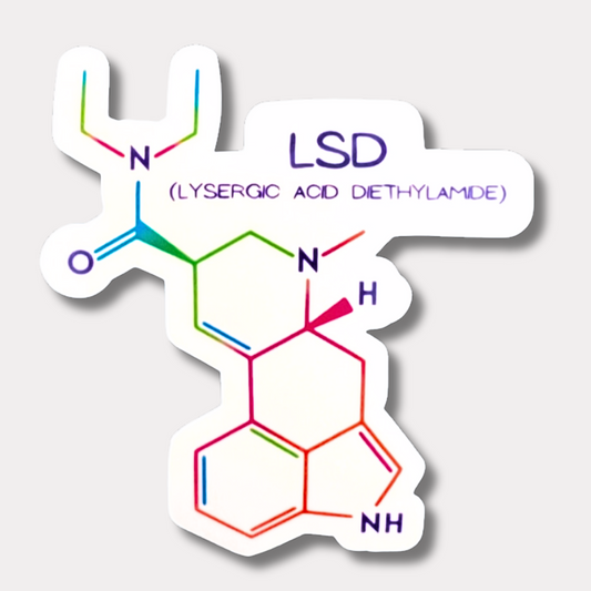 LSD Chemical Structure Sticker (with name)