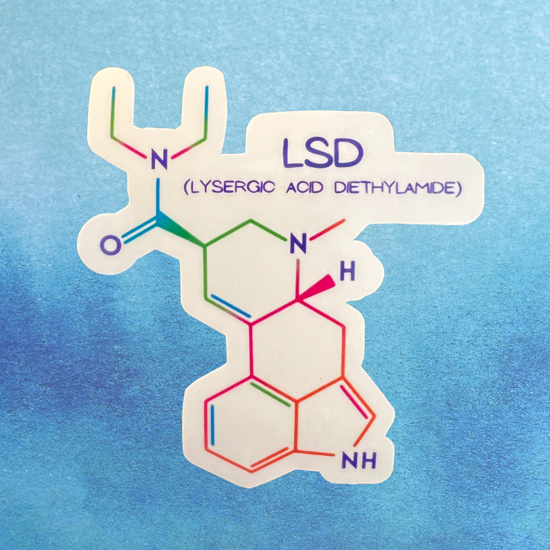 LSD Chemical Structure Sticker (with name)