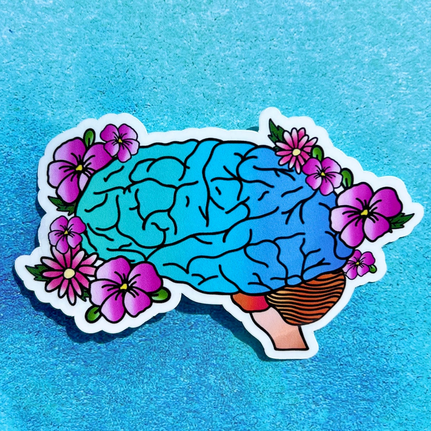 Floral brain sticker